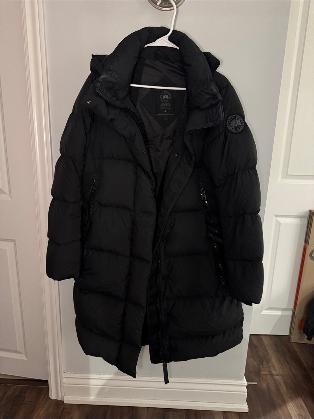 Canada Goose Women's Black Long Down Puffer Coat with Hood